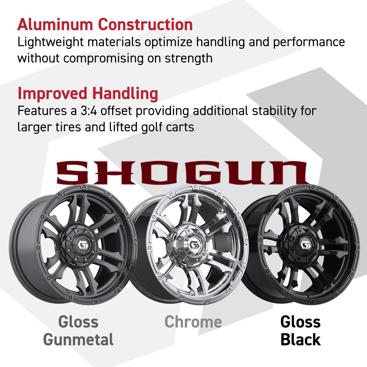 GTW&reg; Shogun Gunmetal 14 in Wheels with 23X10.00-14 Rogue All-Terrain Tires – Full Set