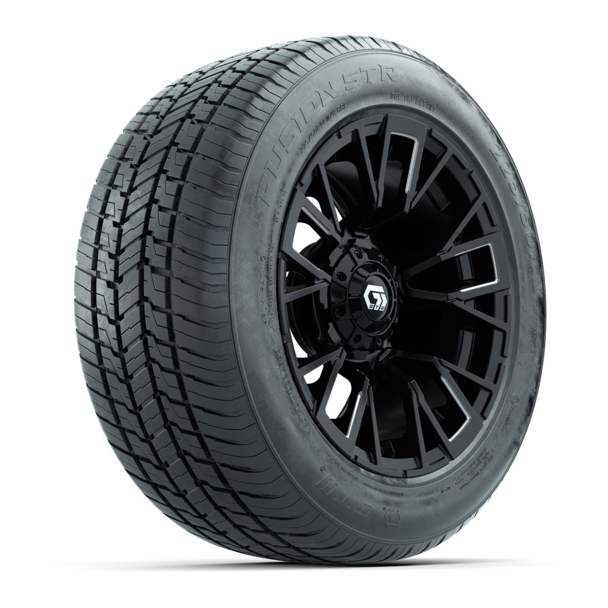 GTW&reg; Vandal Matte Black and Machined 14 in Wheels with 255/50-R14 Fusion STR DOT Approved Street Tires - Full Set