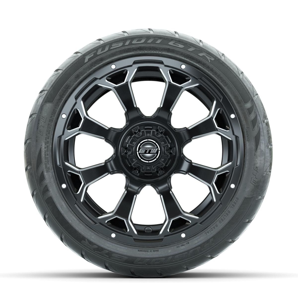 GTW Raven Off-Road Matte Black/Ball Milled 14 in Wheels with 225/40-R14 Fusion GTR Street Tires – Full Set