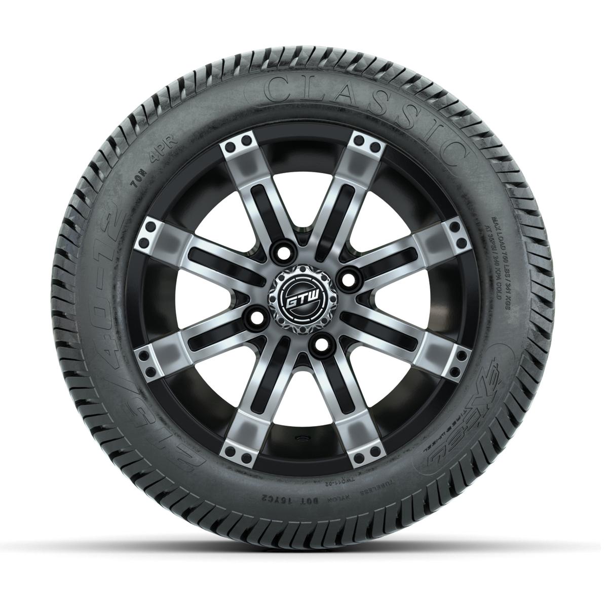 12” GTW Tempest Black and Machined Wheels with Excel Lo-Profile Street Tires – Set of 4