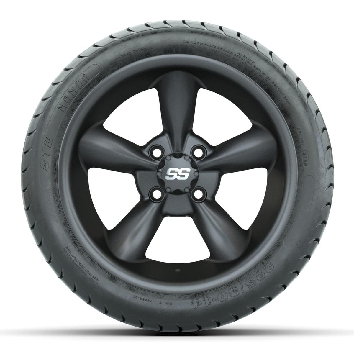 Set of (4) 14 in GTW Godfather Wheels with 225/30-14 Mamba Street Tires