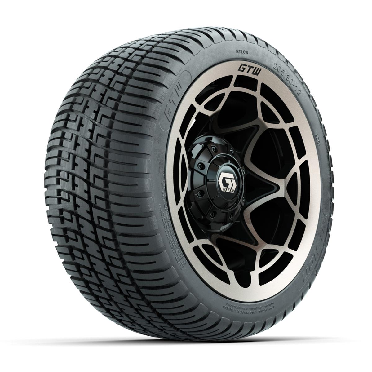 GTW&reg; Nexus Black with Bronze Face 12 in Wheels with 205/30-12 Fusion Street Tires – Full Set