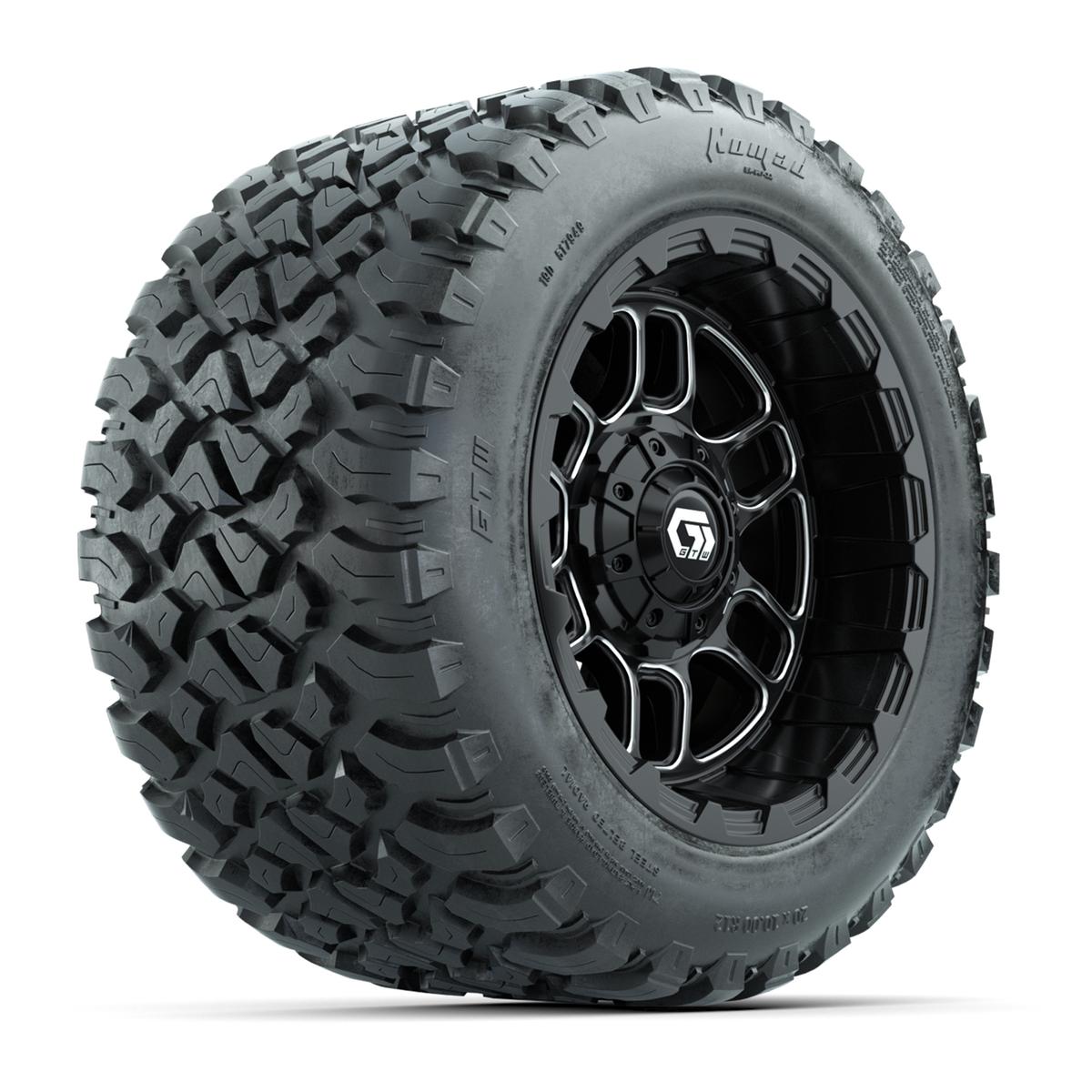 GTW&reg; Titan Black/Machined 12 in Wheels with 20X10-12 Nomad Steel Belt Radial All-Terrain Tires – Full Set
