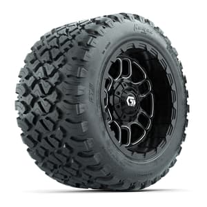 GTW&reg; Titan Black/Machined 12 in Wheels with 20X10-12 Nomad Steel Belt Radial All-Terrain Tires – Full Set