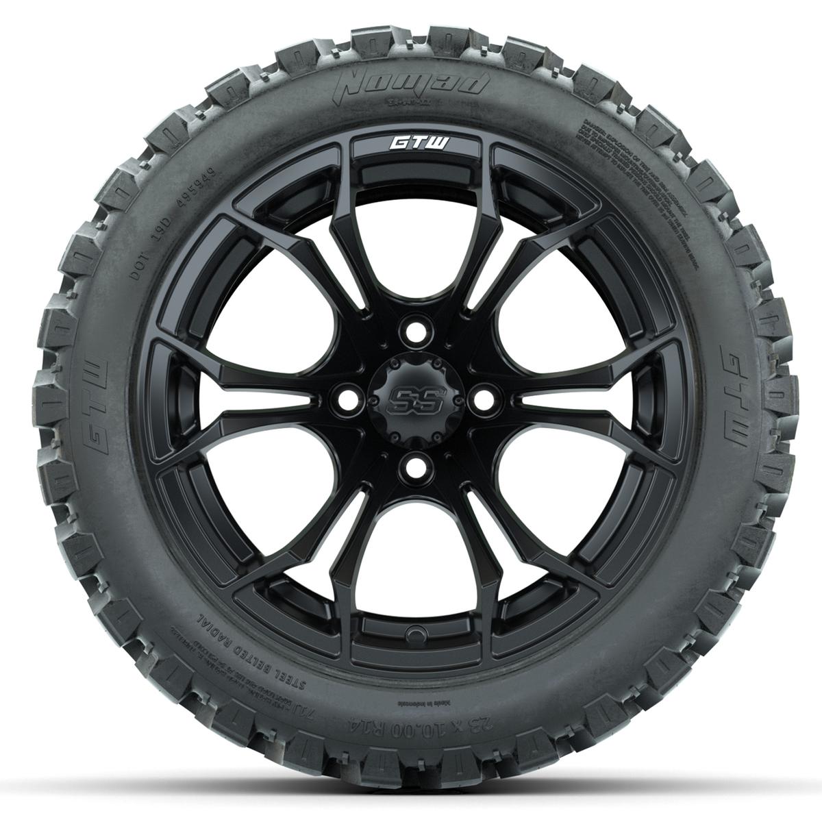 GTW Spyder Matte Black 14 in Wheels with 23x10-14 GTW Nomad All-Terrain Tires – Full Set