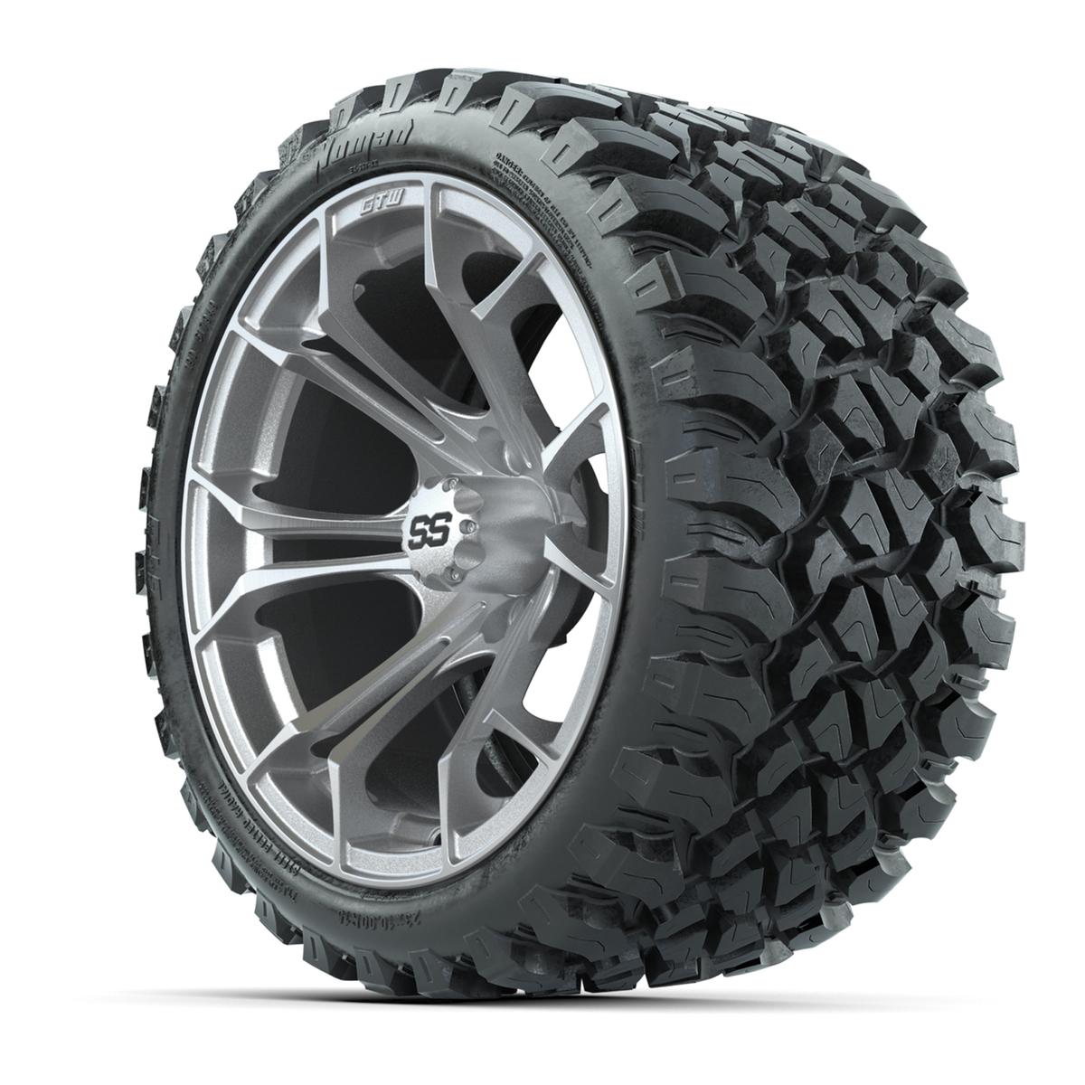 GTW Spyder Silver Brush 15 in Wheels with 23x10-R15 Nomad Steel Belt Radial All-Terrain Tires – Full Set