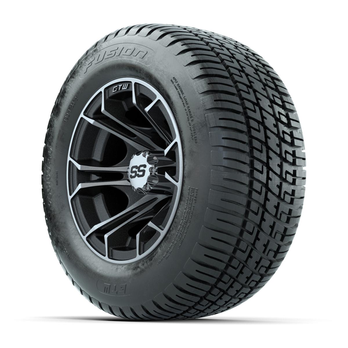 GTW Spyder Machined/Matte Grey 10 in Wheels with 205/50-10 Fusion Street Tires – Full Set