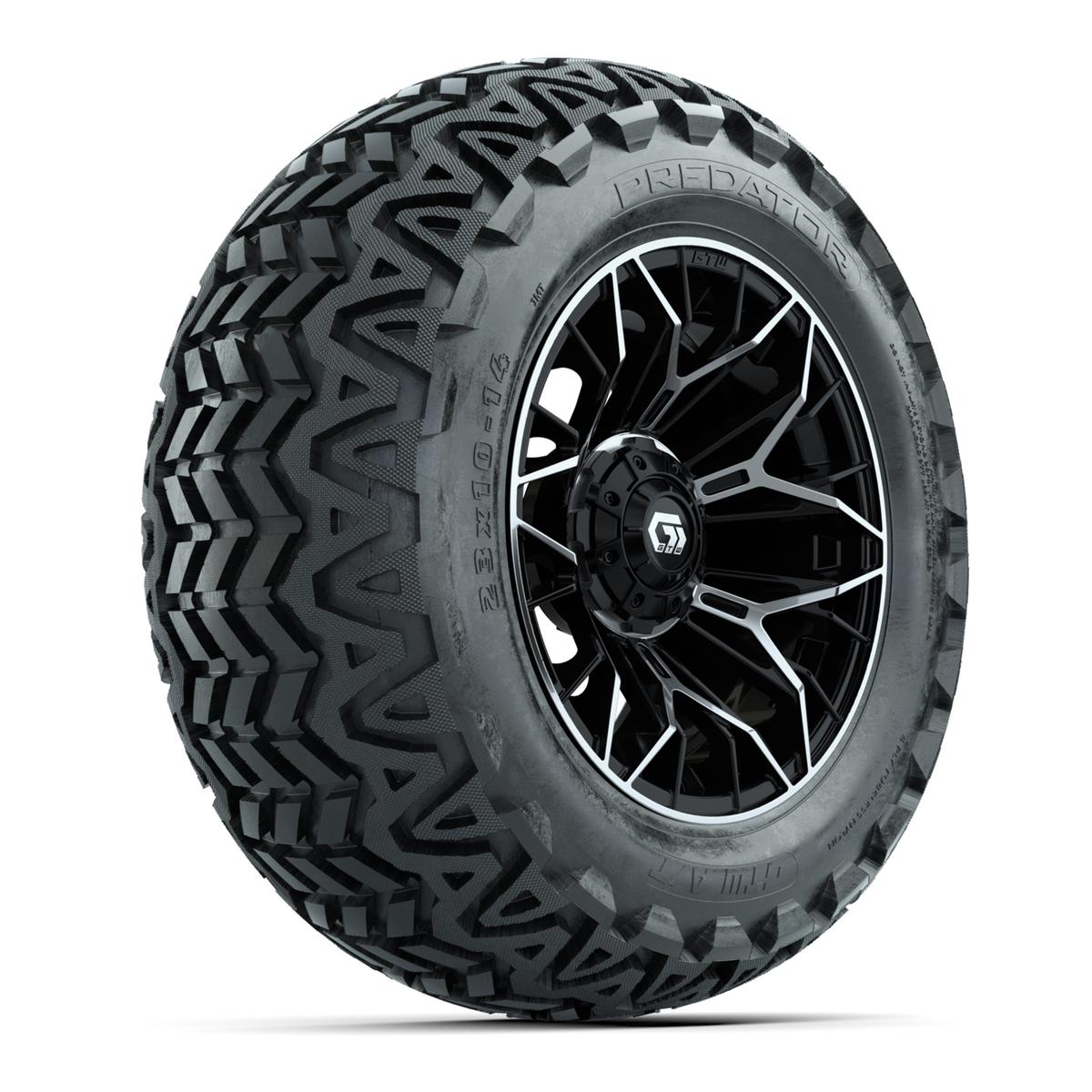 Set of (4) 14 in GTW® Stellar Machined & Black Wheels with 23x10-14 Predator All-Terrain Tires