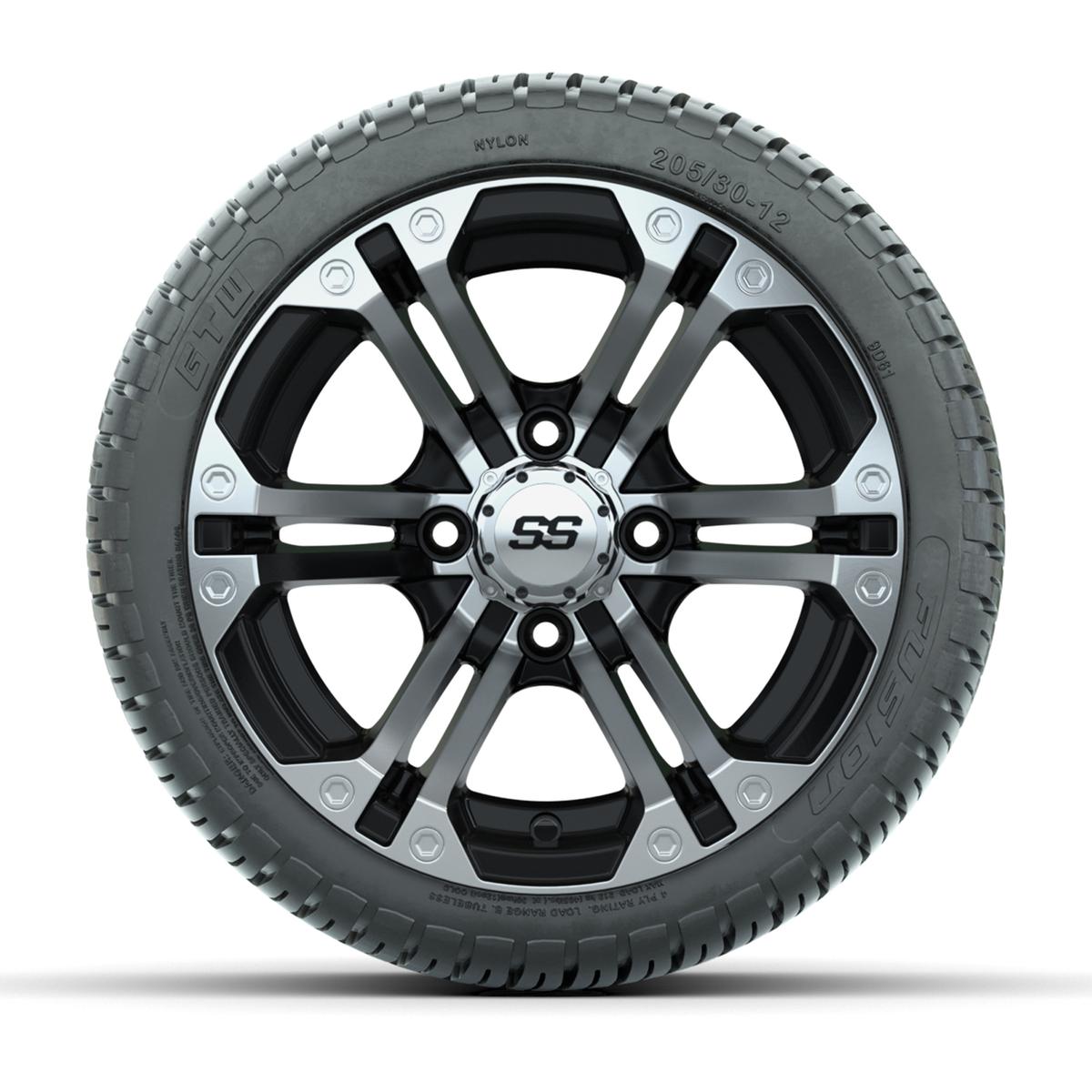 12” GTW Specter Black and Machined Wheels with 18” Fusion Street Tires – Set of 4