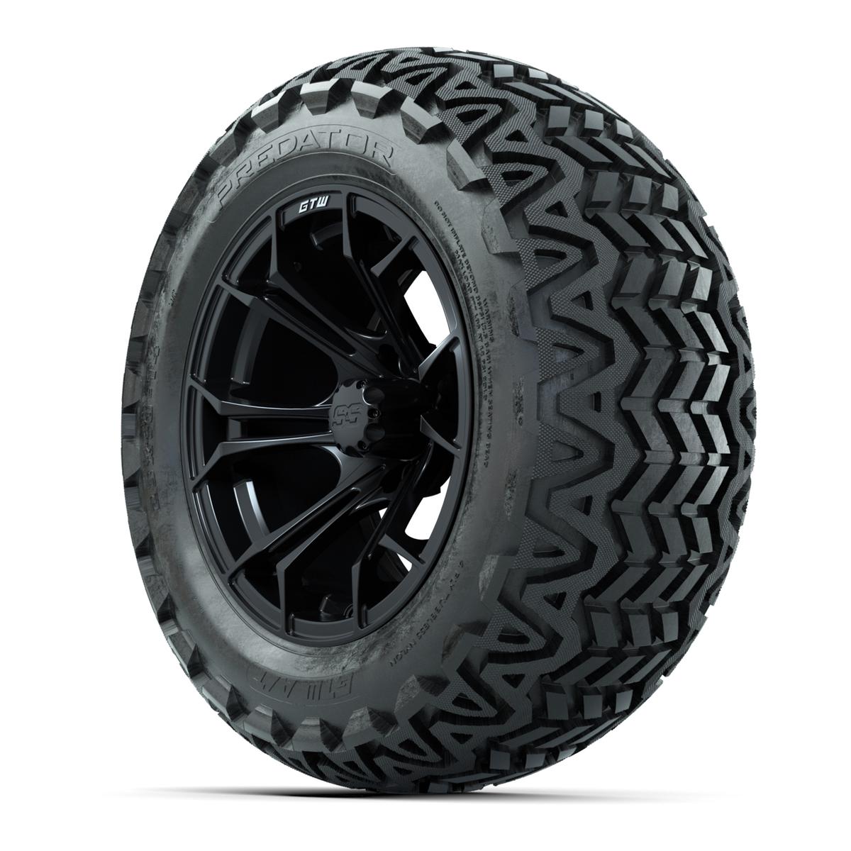 GTW Spyder Matte Black 14 in Wheels with 23x10-14 GTW Predator All-Terrain Tires – Full Set