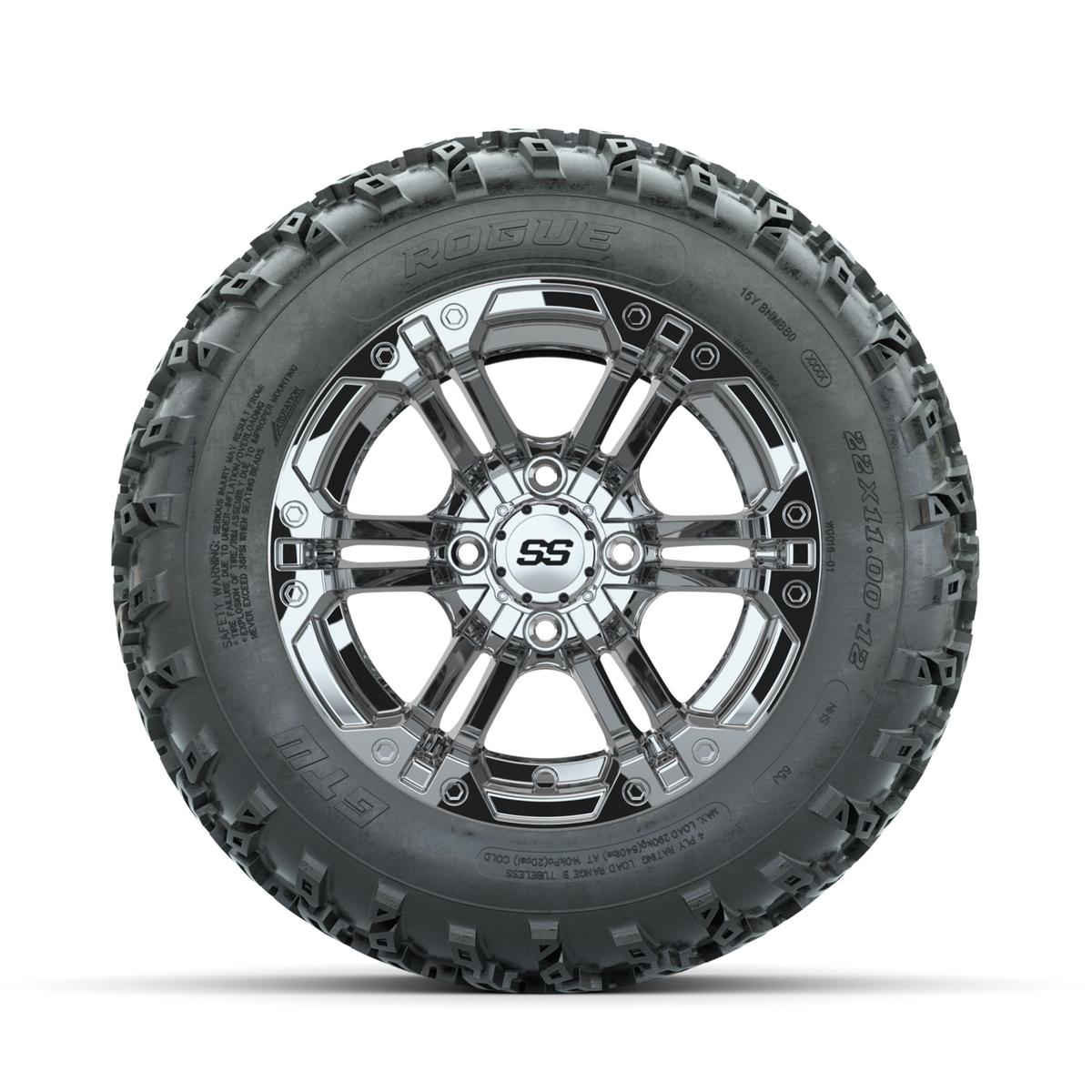 GTW Specter Chrome 12 in Wheels with 22x11.00-12 Rogue All Terrain Tires – Full Set