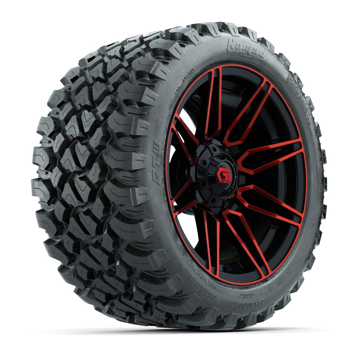 GTW&reg; Stealth Red/Machined 14 in Wheels with 23X10-R14 Nomad Steel Belt Radial All-Terrain Tires – Full Set