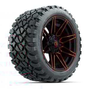 GTW&reg; Stealth Red/Machined 14 in Wheels with 23X10-R14 Nomad Steel Belt Radial All-Terrain Tires – Full Set