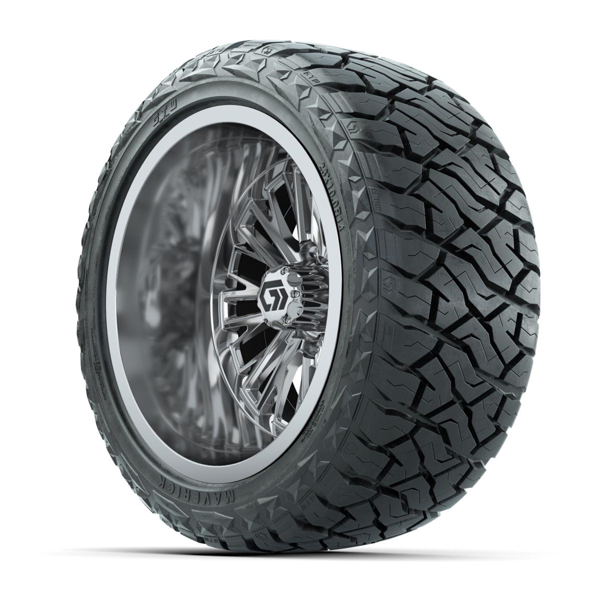 GTW&reg; Viper Chrome 14 in Wheels with 23X10-R14 Maverick Steel Belted Radial All-Terrain Tires - Full Set