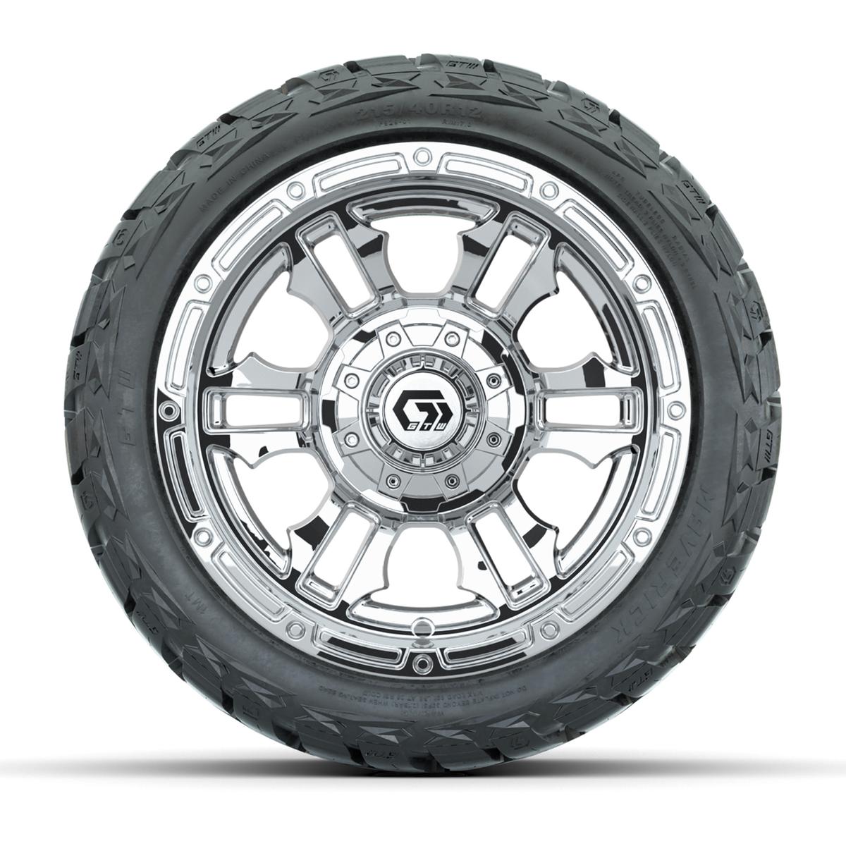 GTW Shogun Chrome 12 in Wheels with 215/40-R12 Maverick Low-Profile All-Terrain Tires – Full Set
