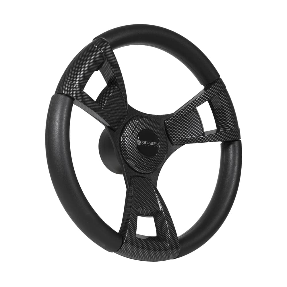 Gussi Italia&reg; Model 13 Black/Carbon Fiber Steering Wheel For Club Car DS (Years 1982-Up)