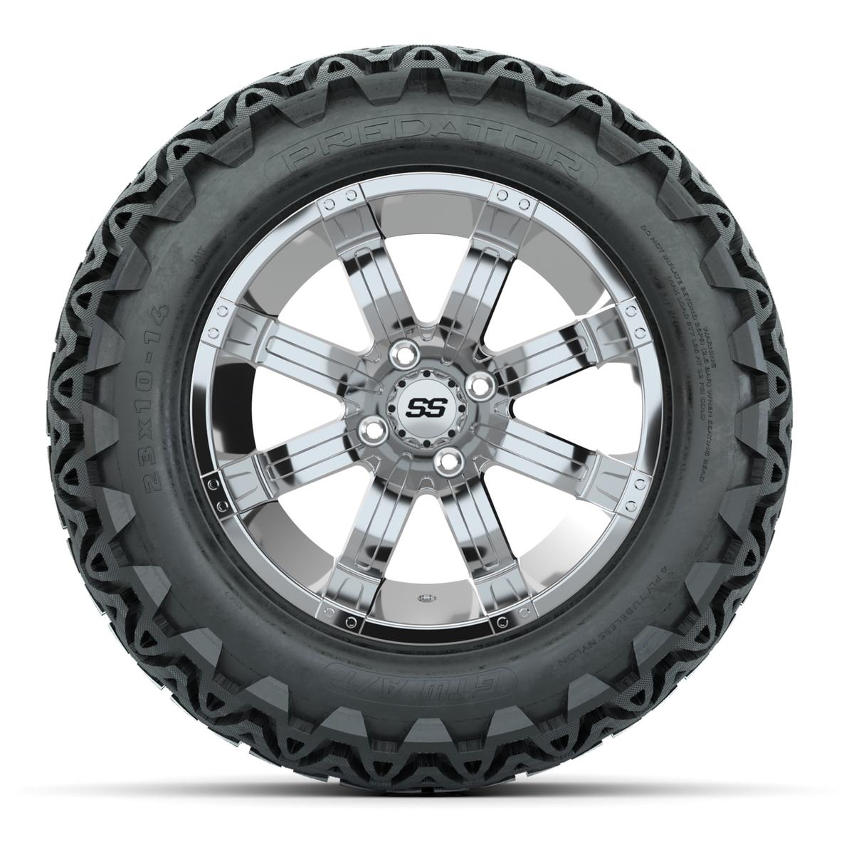 GTW Tempest Chrome Wheels with 23in Predator A-T Tires - 14 Inch