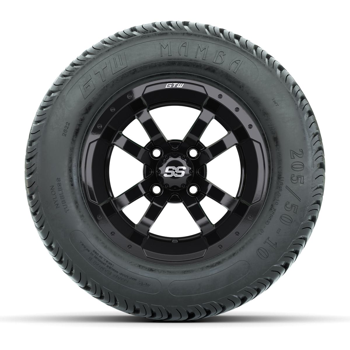 Set of (4) 10 in GTW Storm Trooper Wheels with 205/50-10 Mamba Street Tires