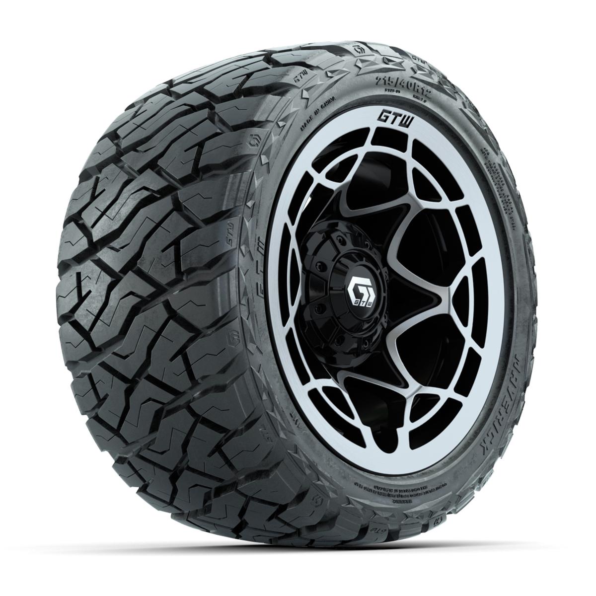 GTW Nexus Gloss Black/Silver 12 in Wheels with 215/40-R12 Maverick Low-Profile All-Terrain Tires – Full Set