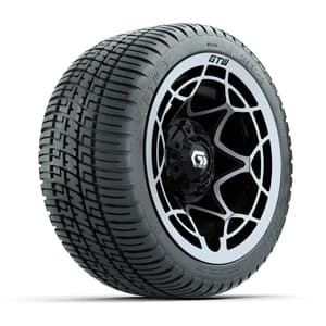 GTW&reg; Nexus Black with Silver Face 12 in Wheels with 205/30-12 Fusion Street Tires – Full Set