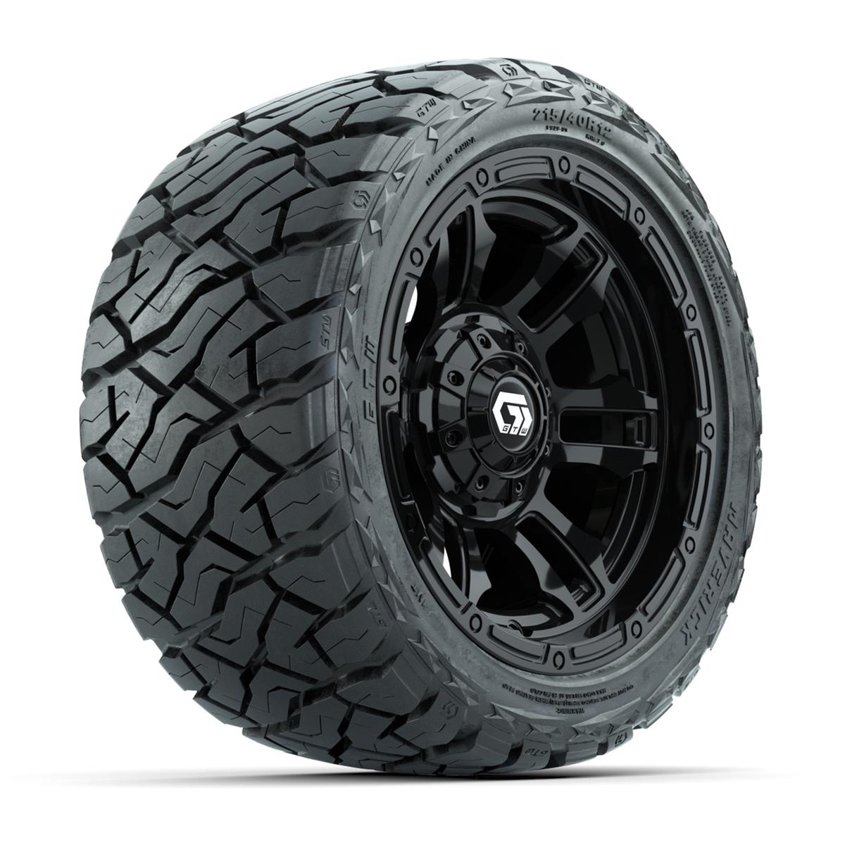 GTW Shogun Gloss Black 12 in Wheels with 215/40-R12 Maverick Low-Profile All-Terrain Tires – Full Set