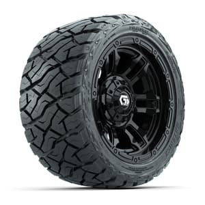 GTW Shogun Gloss Black 12 in Wheels with 215/40-R12 Maverick Low-Profile All-Terrain Tires – Full Set