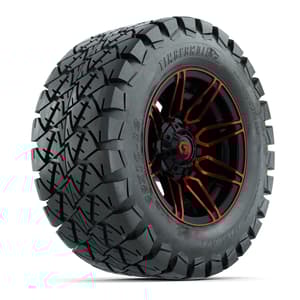 GTW® Stealth Black/Red 12 in Wheels with 22x10-12 Timberwolf All-Terrain Tires – Full Set