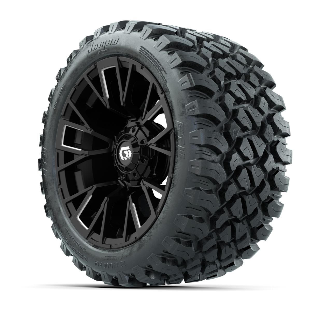 GTW&reg; Vandal Matte Black/Machined 14 in Wheels with 23X10-R14 Nomad Steel Belt Radial All-Terrain Tires – Full Set