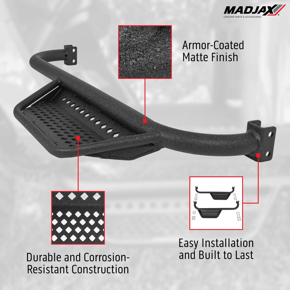 MadJax&reg; EZGO RXV Armor Nerf Bar with Drop Down Side Step and Brackets