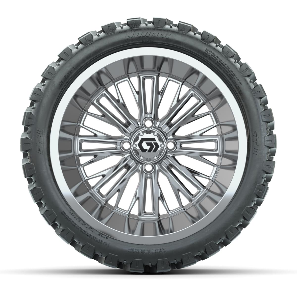 GTW&reg; Viper Chrome 15 in Wheels with 23X10-R15 Nomad Steel Belted Radial All-Terrain Tires - Full Set