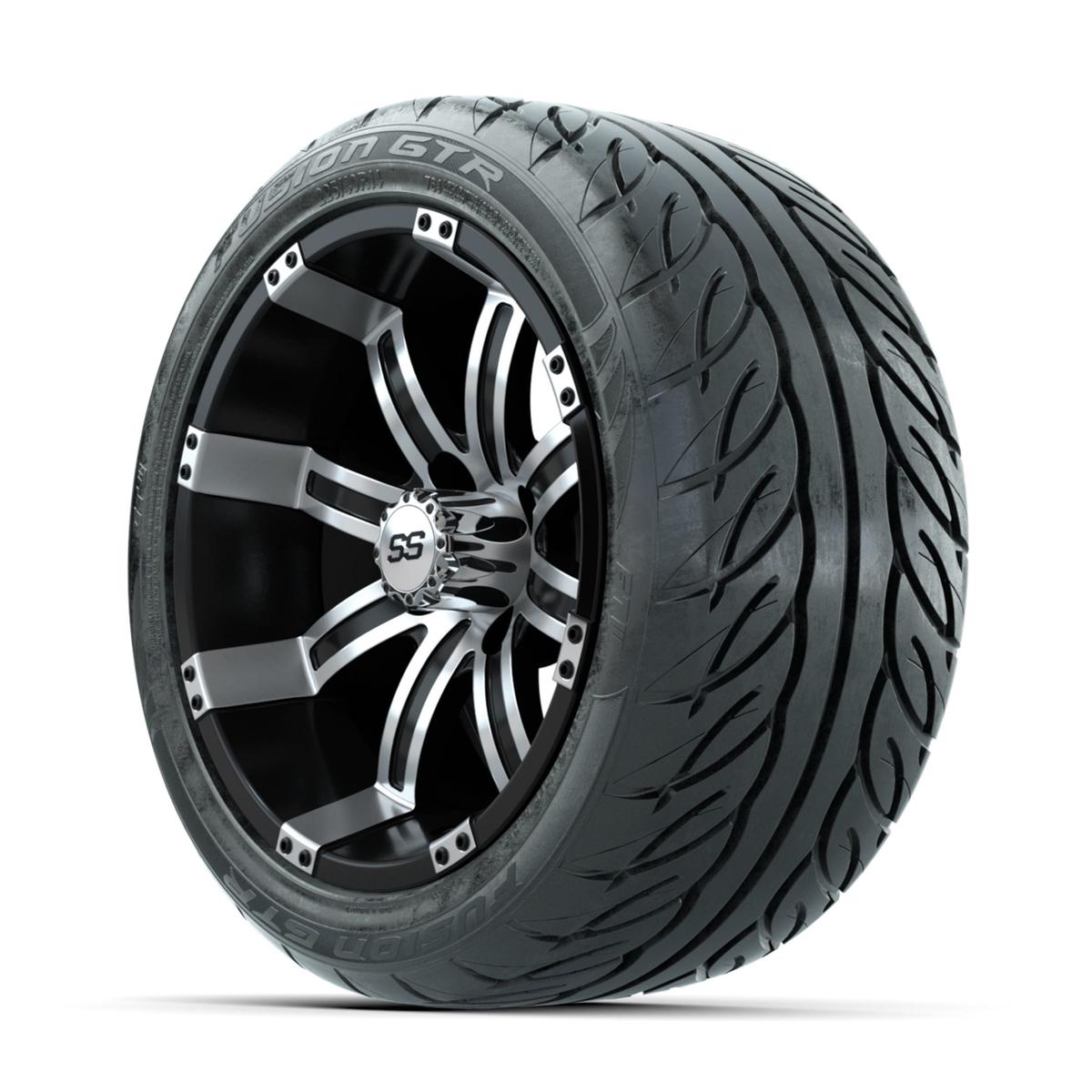 GTW Tempest Machined/Black 14 in Wheels with 225/40-R14 Fusion GTR Street Tires – Full Set