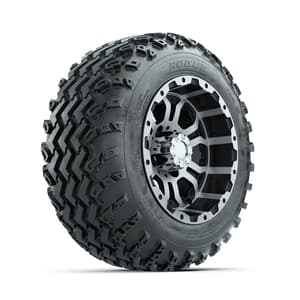 GTW Omega Machined/Black 12 in Wheels with 22x11.00-12 Rogue All Terrain Tires – Full Set