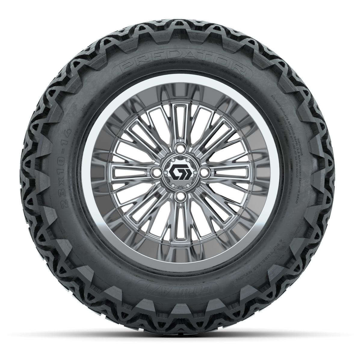 GTW&reg; Viper Chrome 14 in Wheels with 23X10-14 Predator All-Terrain Tires - Full Set