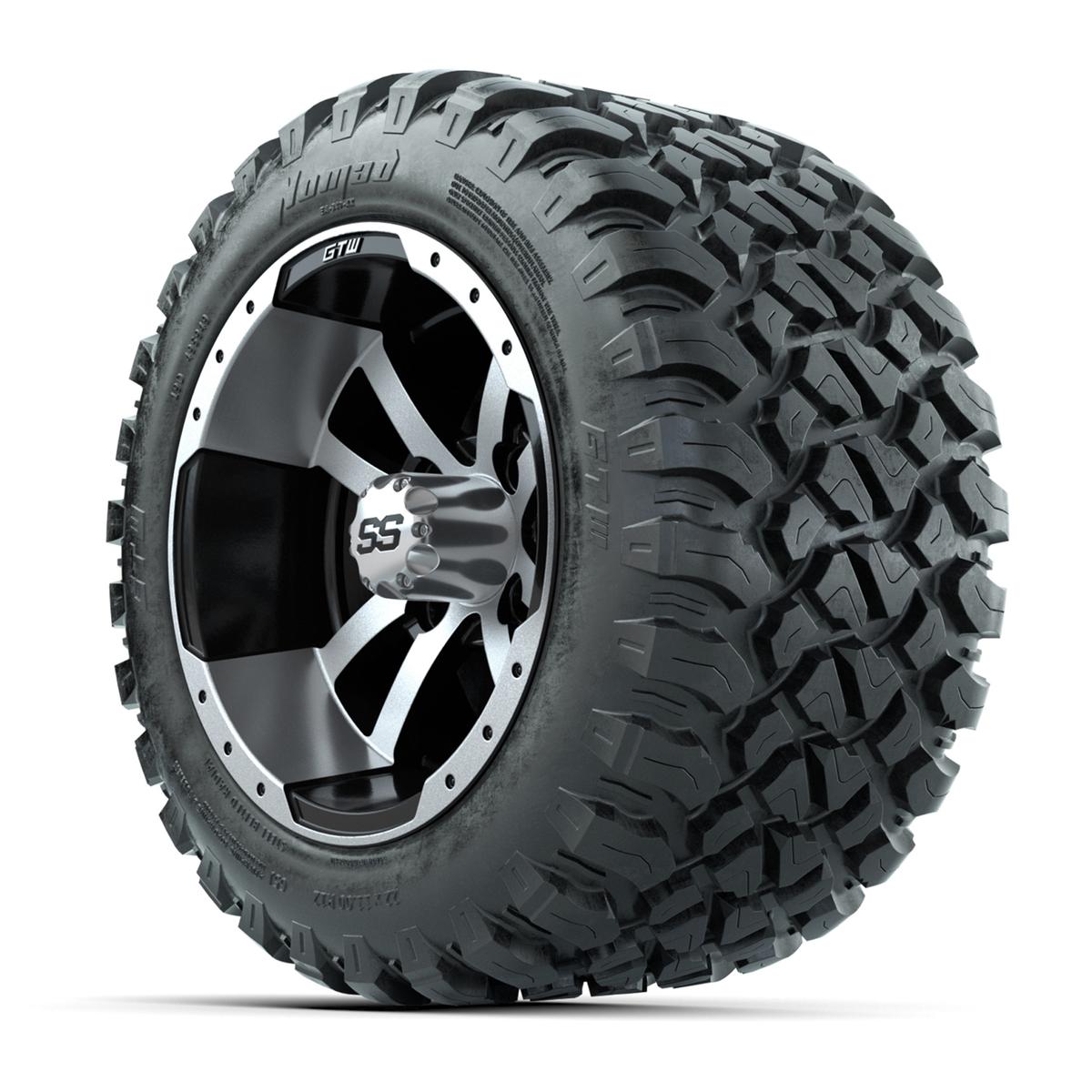 GTW&reg; Storm Trooper Black/Machined 12 in Wheels with 22X11-R12 Nomad Steel Belt Radial All-Terrain Tires – Full Set
