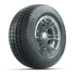 GTW Spyder Silver Brush 10 in Wheels with 205/50-10 Fusion SR Steel Belted Radial Tires – Full Set