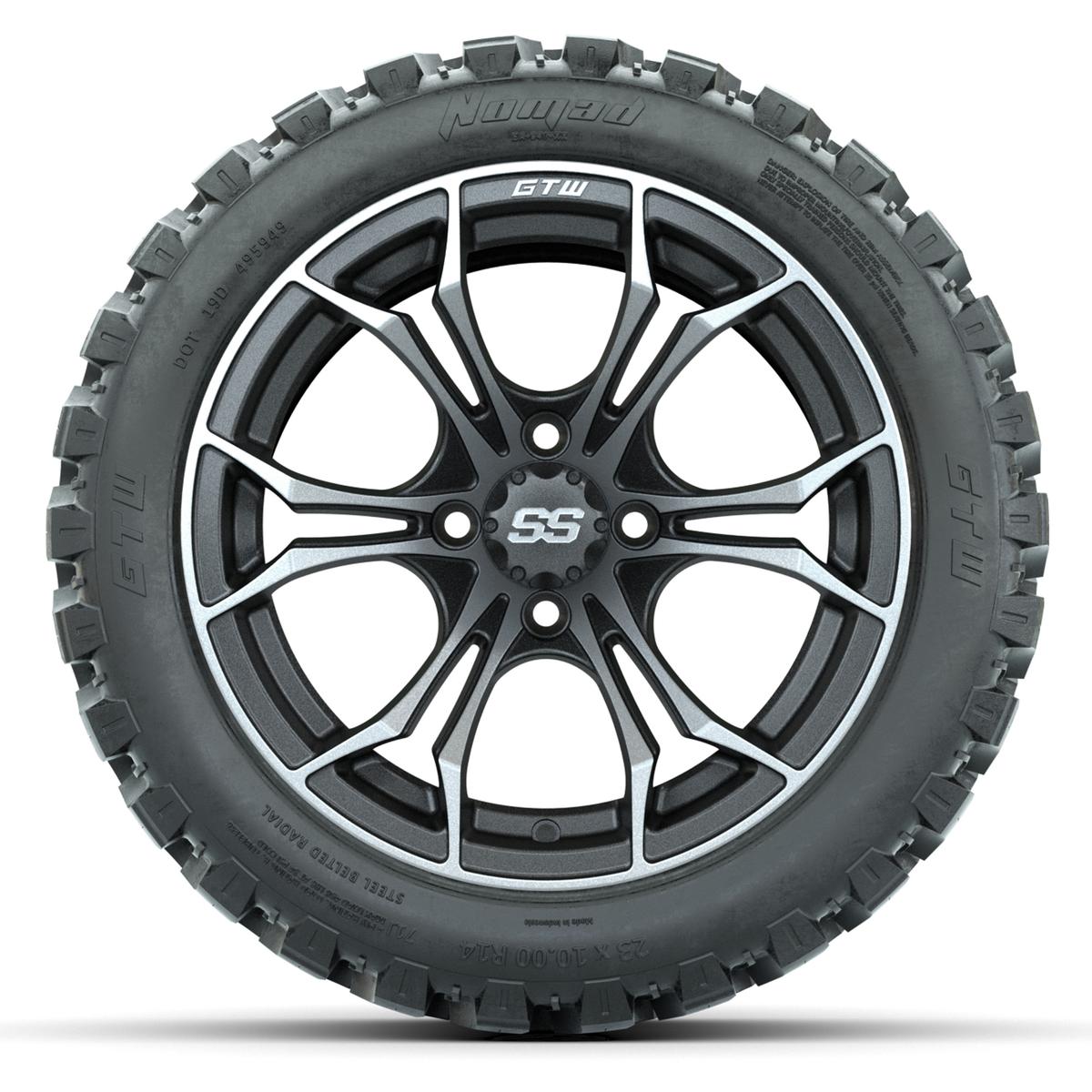 GTW Spyder Matte Grey 14 in Wheels with 23x10-14 GTW Nomad All-Terrain Tires – Full Set