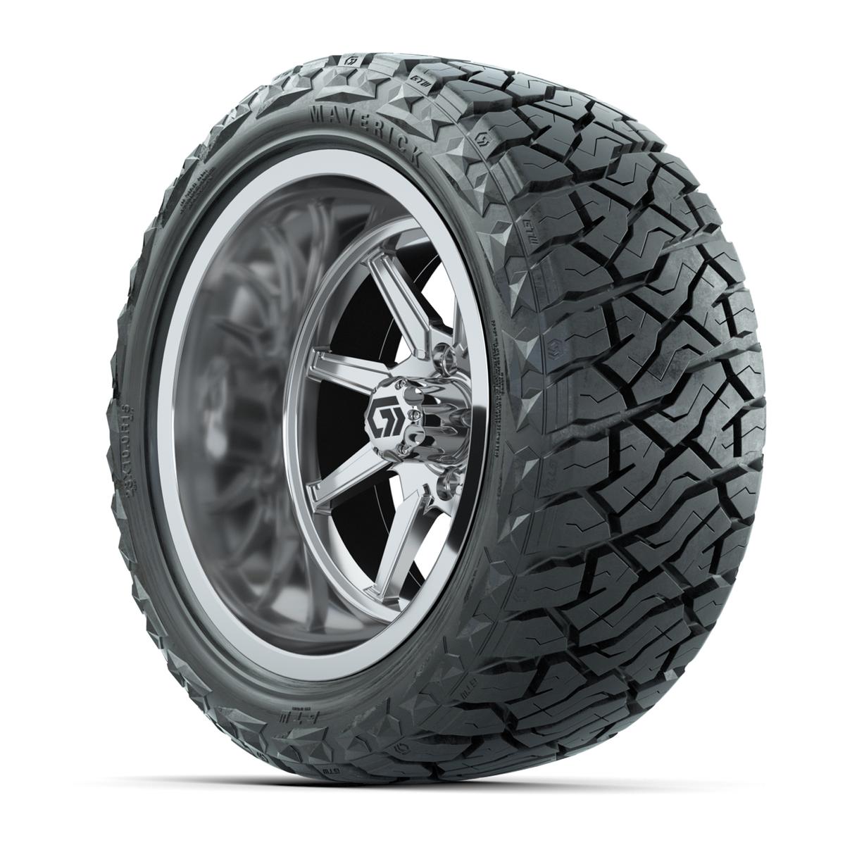 GTW&reg; Reaper Chrome 15 in Wheels with 23X10-R15 Maverick Steel Belted Radial All-Terrain Tires - Full Set