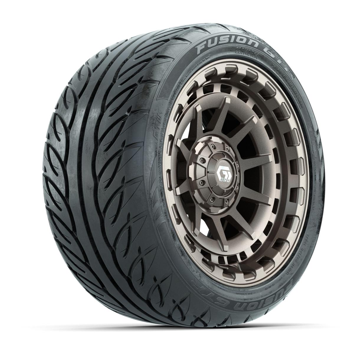 GTW&reg; Barricade Bronze 14 in Wheels with 225/40-R14 Fusion GTR Steel Belt Radial Street Tires – Full Set
