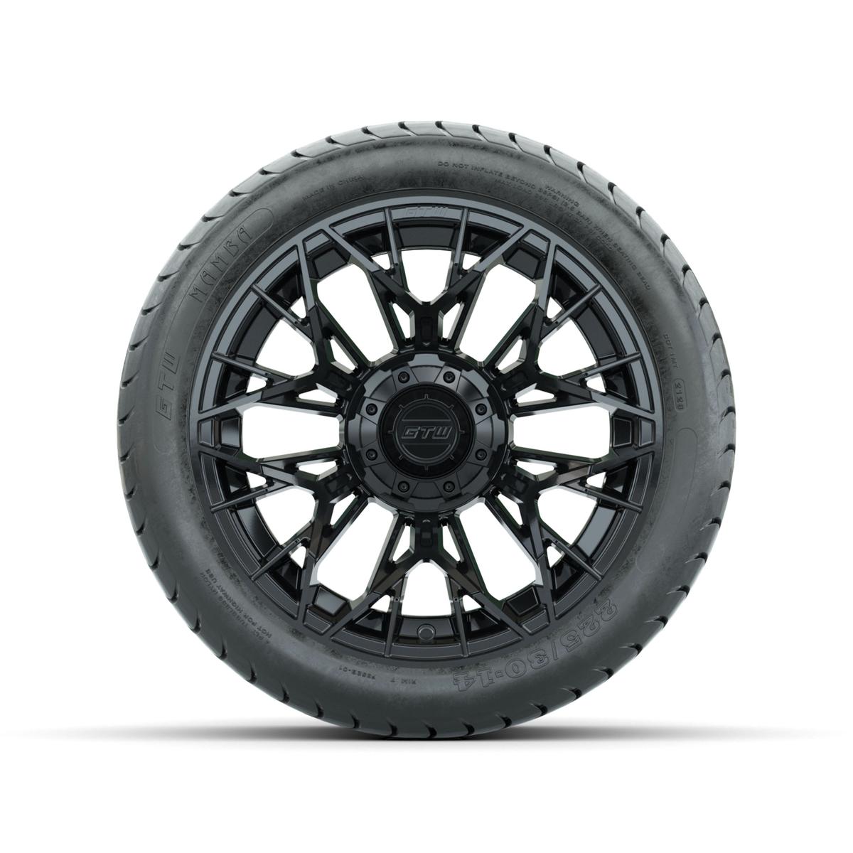 Set of (4) 14 in GTW® Stellar Black Wheels with 225/30-14 Mamba Street Tire