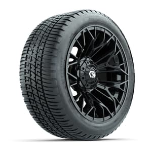 GTW&reg; Stellar Black 14 in Wheels with 205/30-R14 Fusion Street Tires – Full Set