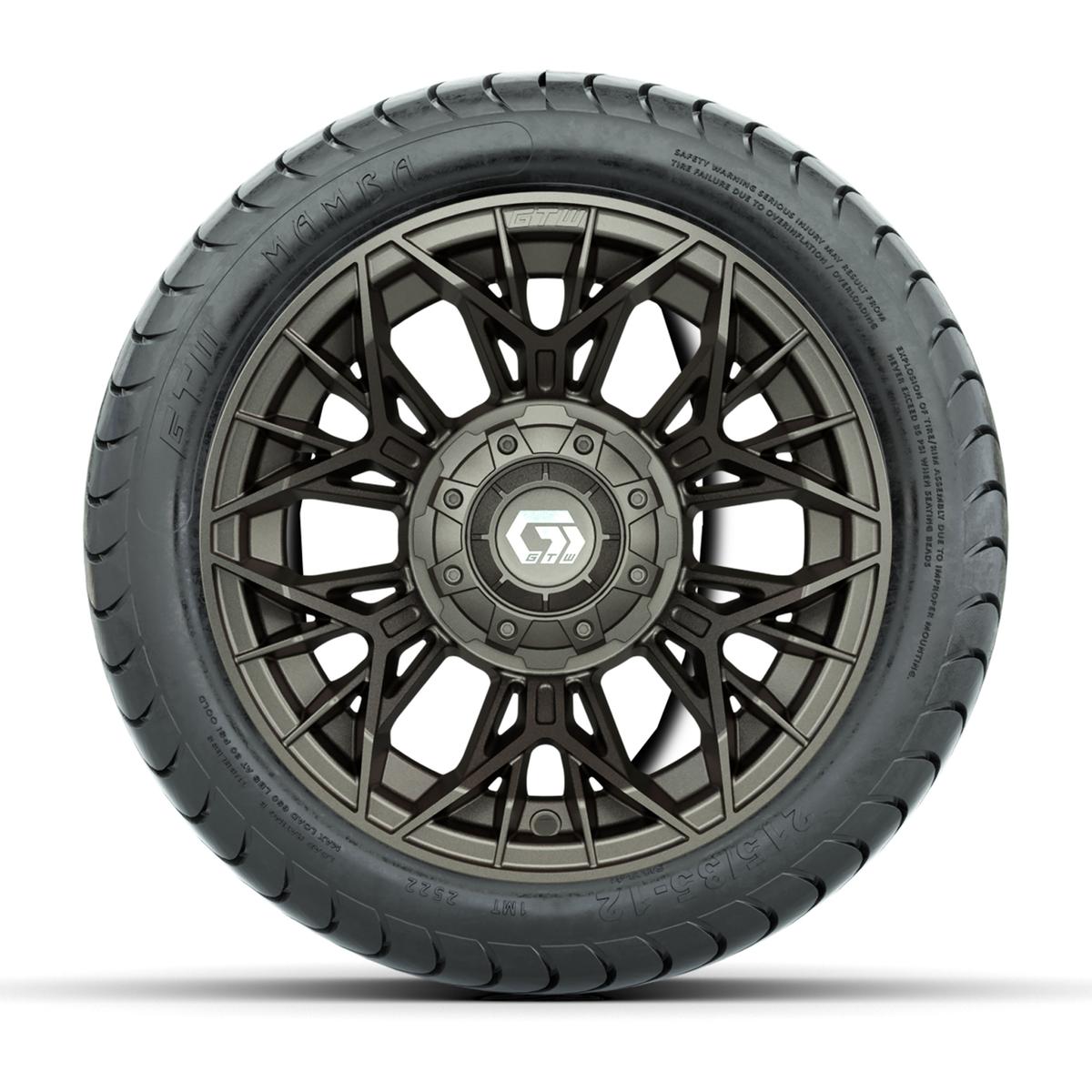 Set of (4) 12 in GTW® Stellar Matte Bronze Wheels with 215/35-12 Mamba Street Tires