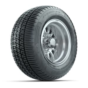 GTW Medusa Silver/Machined 10 in Wheels with 205/50-R10 Fusion S/R Radial Steel Belt Street Tires – Full Set