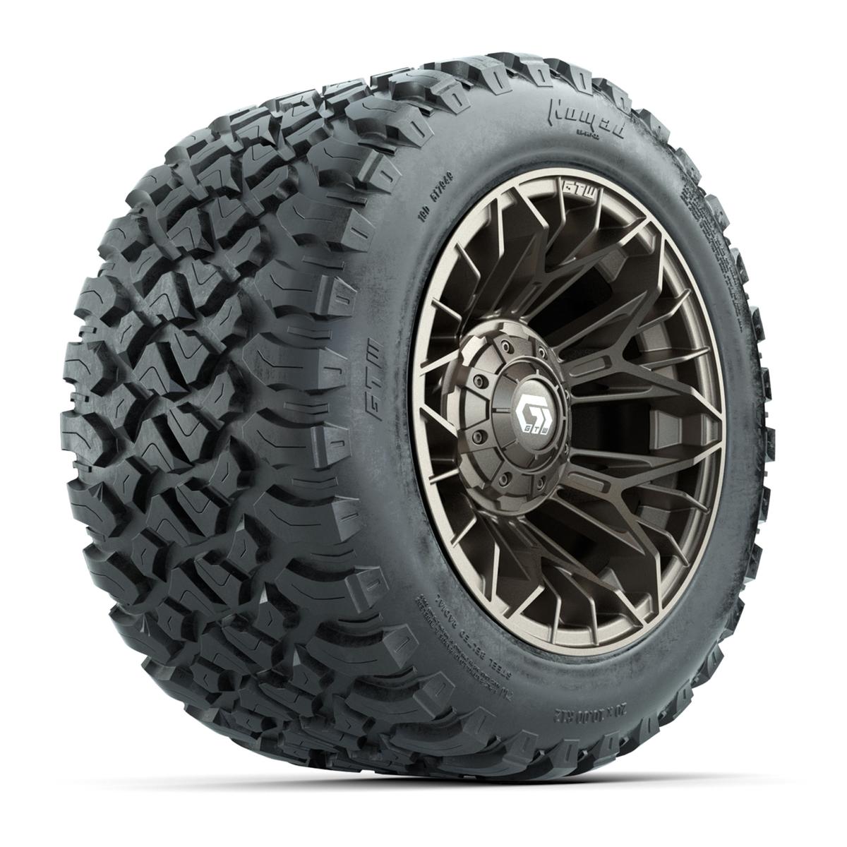 GTW&reg; Stellar Matte Bronze 12 in Wheels with 20X10-12 Nomad Steel Belt Radial All-Terrain Tires – Full Set