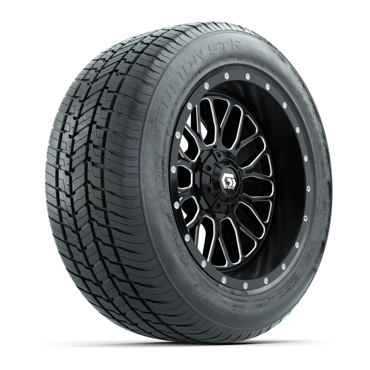 GTW&reg; Helix Black and Machined 14 in Wheels with 255/50-R14 Fusion STR DOT Approved Street Tires - Full Set