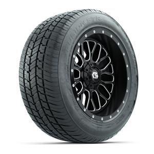 GTW&reg; Helix Black and Machined 14 in Wheels with 255/50-R14 Fusion STR DOT Approved Street Tires - Full Set