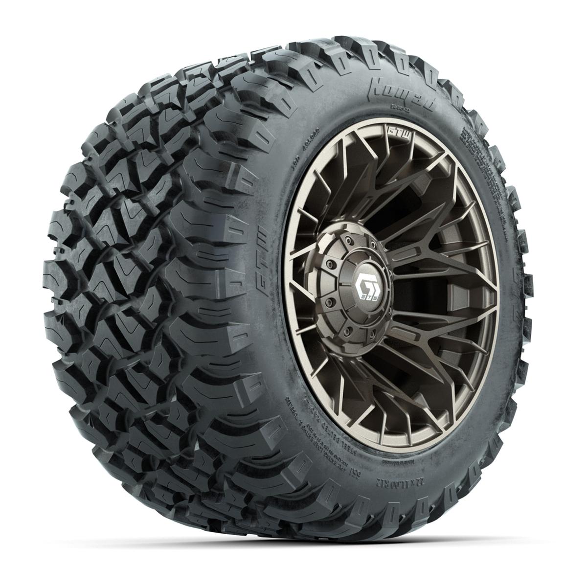 Set of (4) 12 in GTW® Stellar Matte Bronze Wheels with 22x11-R12 Nomad All-Terrain Tires