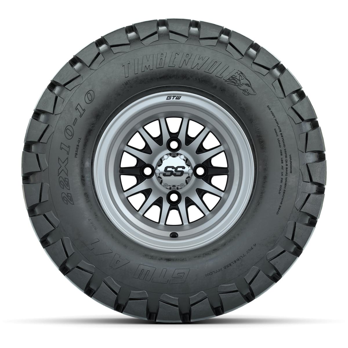 GTW Medusa Black and Machined Wheels with 22in Timberwolf Mud Tires - 10 Inch