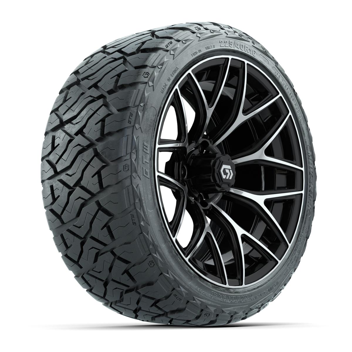 GTW&reg; Monaco Black/Machined 16 in Wheels with 225/40-R16 Maverick Hybrid Tires - Full Set