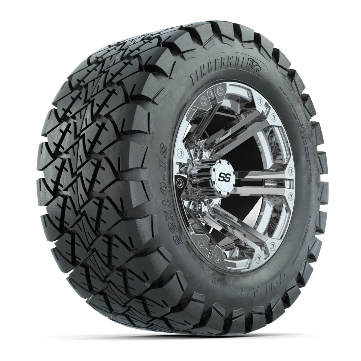 GTW Specter Chrome Wheels with 22in Timberwolf Mud Tires - 12 Inch