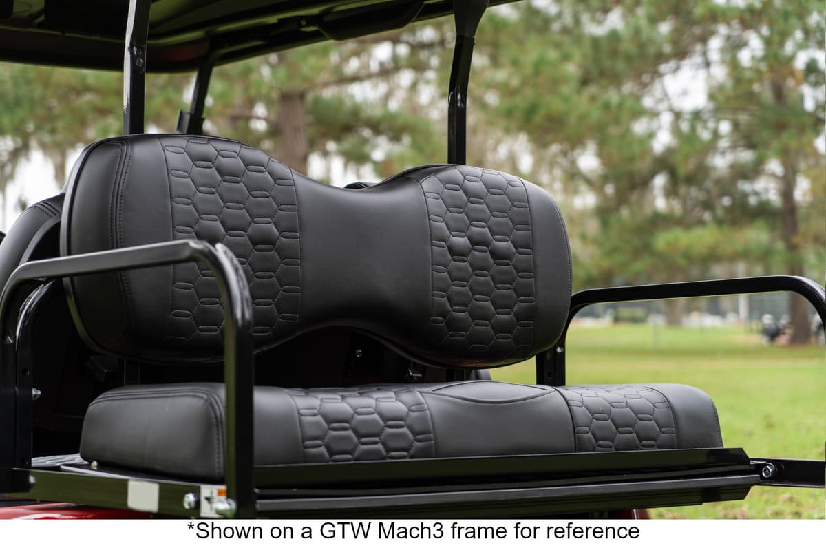 MadJax® Colorado Front and Rear Seat Cushion with G250 Frame Set for EZGO TXT/RXV/S4/L4 & MadJax XSeries Storm – Black